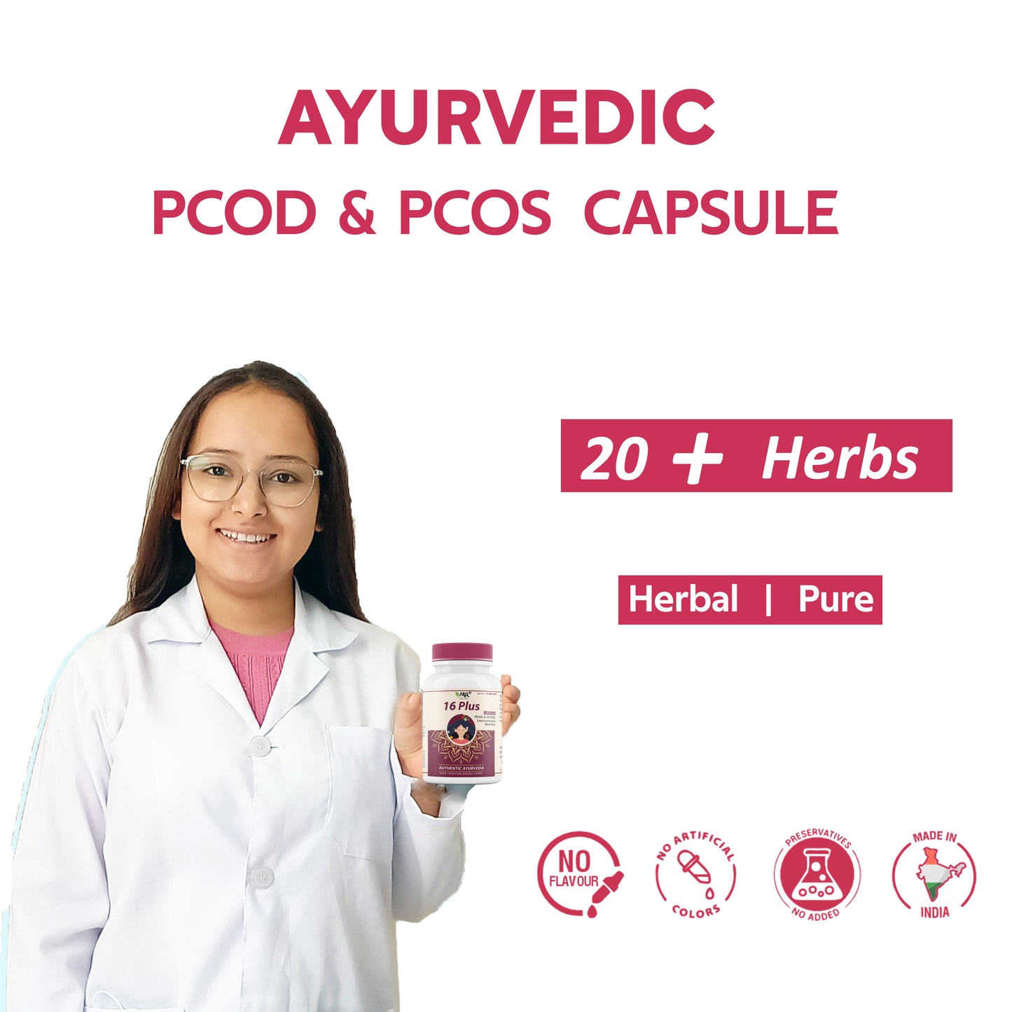 16 Plus For Pcod & Pcos, Leucorrhea & Metritis (30 Capsule)