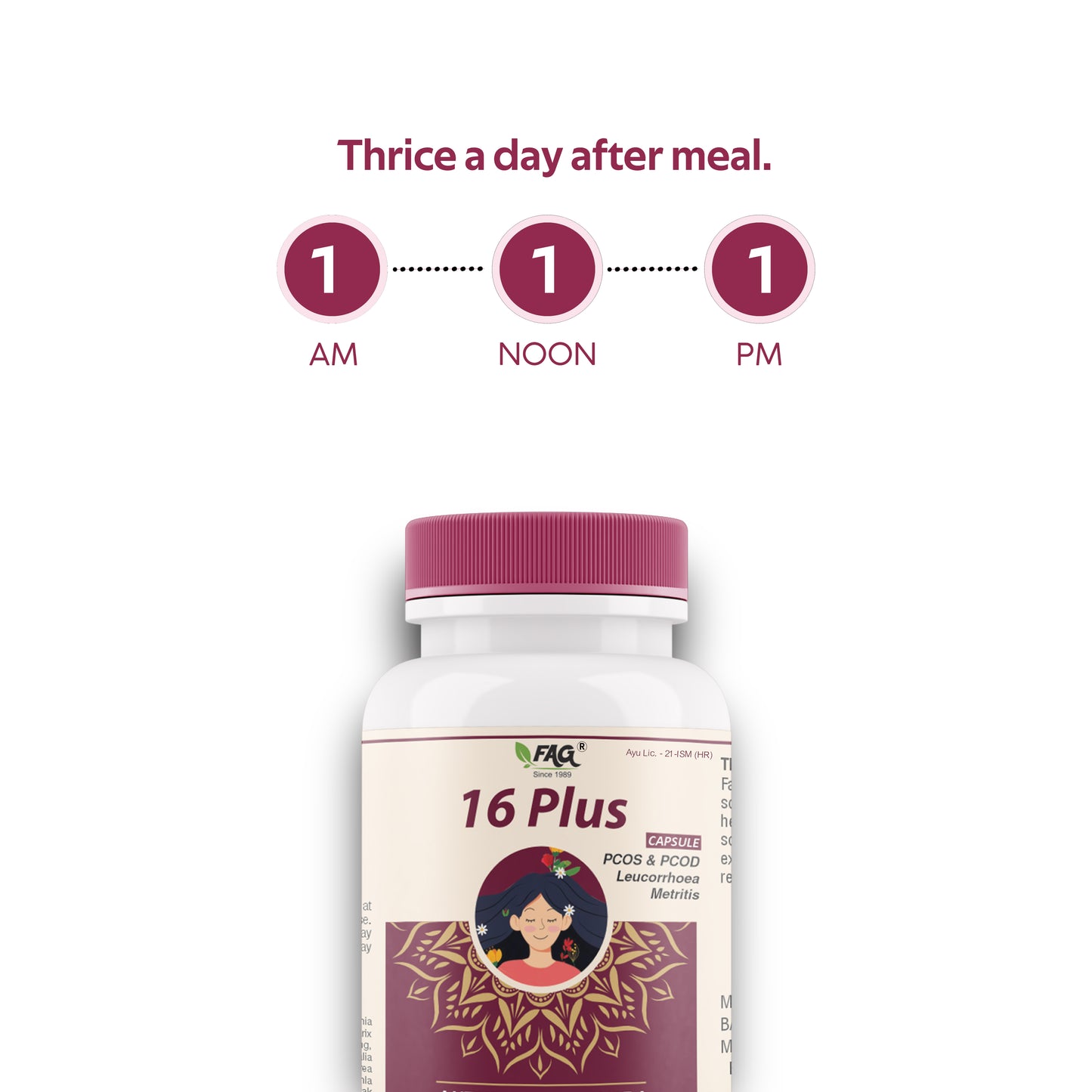 16 Plus For Pcod & Pcos, Leucorrhea & Metritis (30 Capsule)