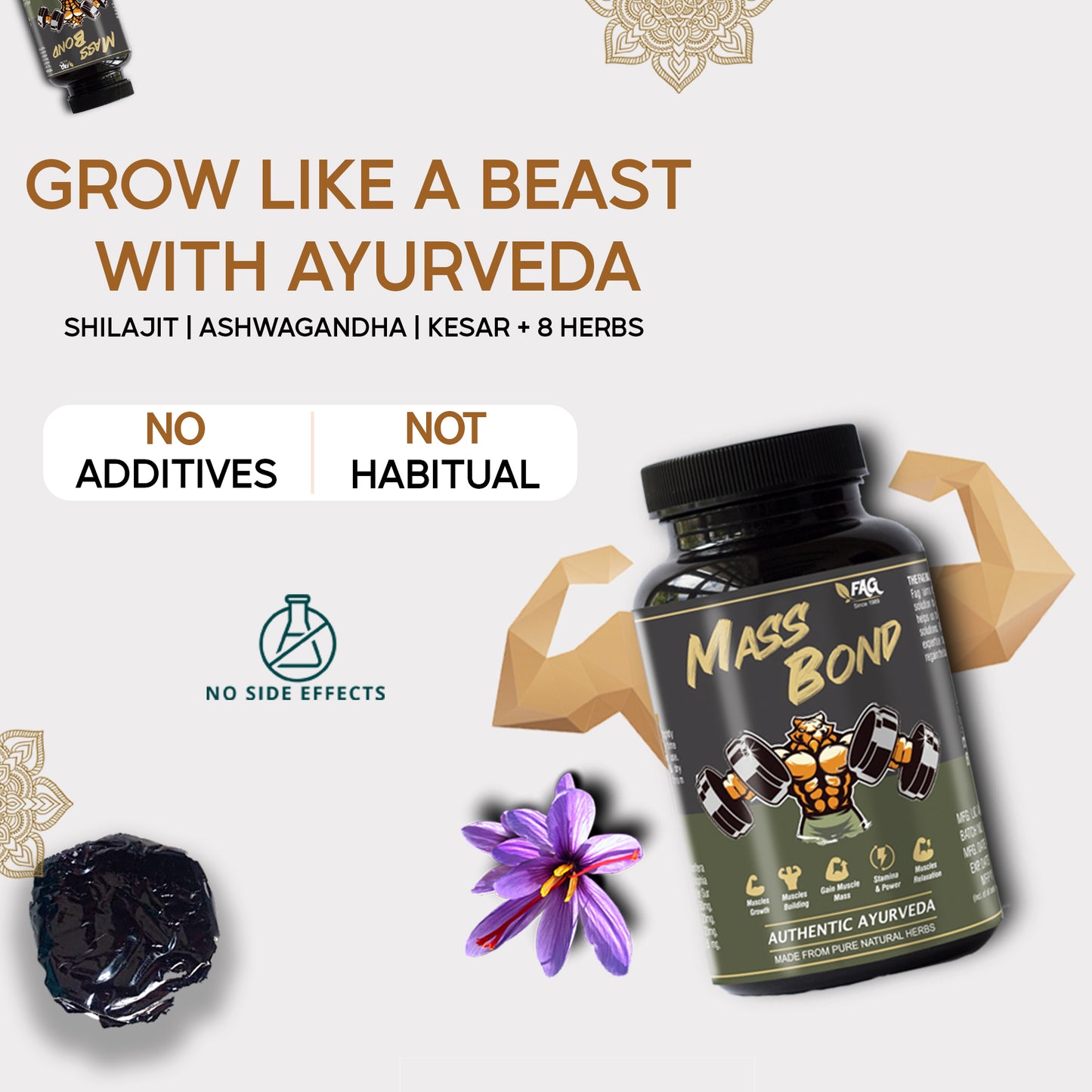 Mass bond Ayurvedic Capsules For Muscle Gain & Performance (60 Cap)