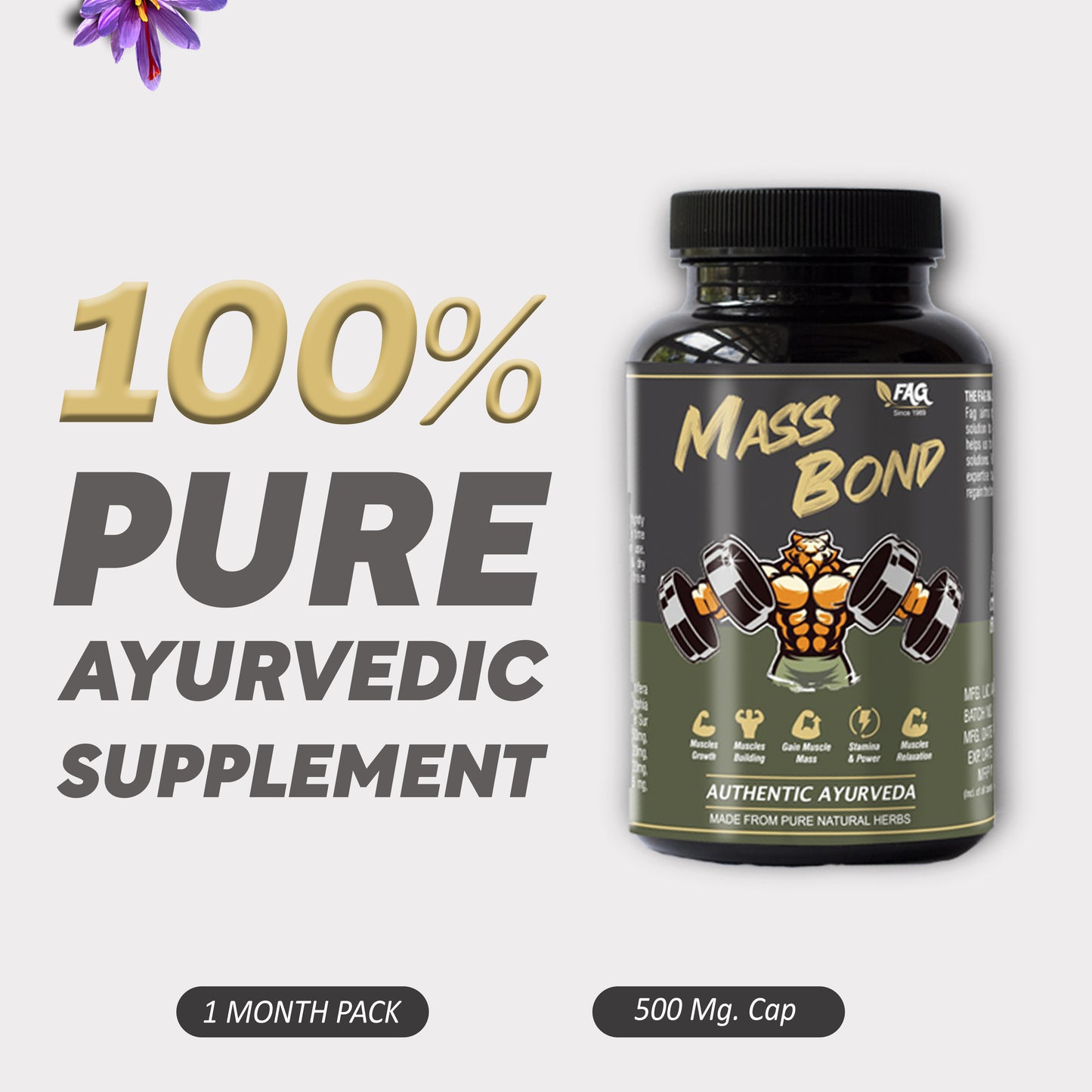 Mass bond Ayurvedic Capsules For Muscle Gain & Performance (60 Cap)