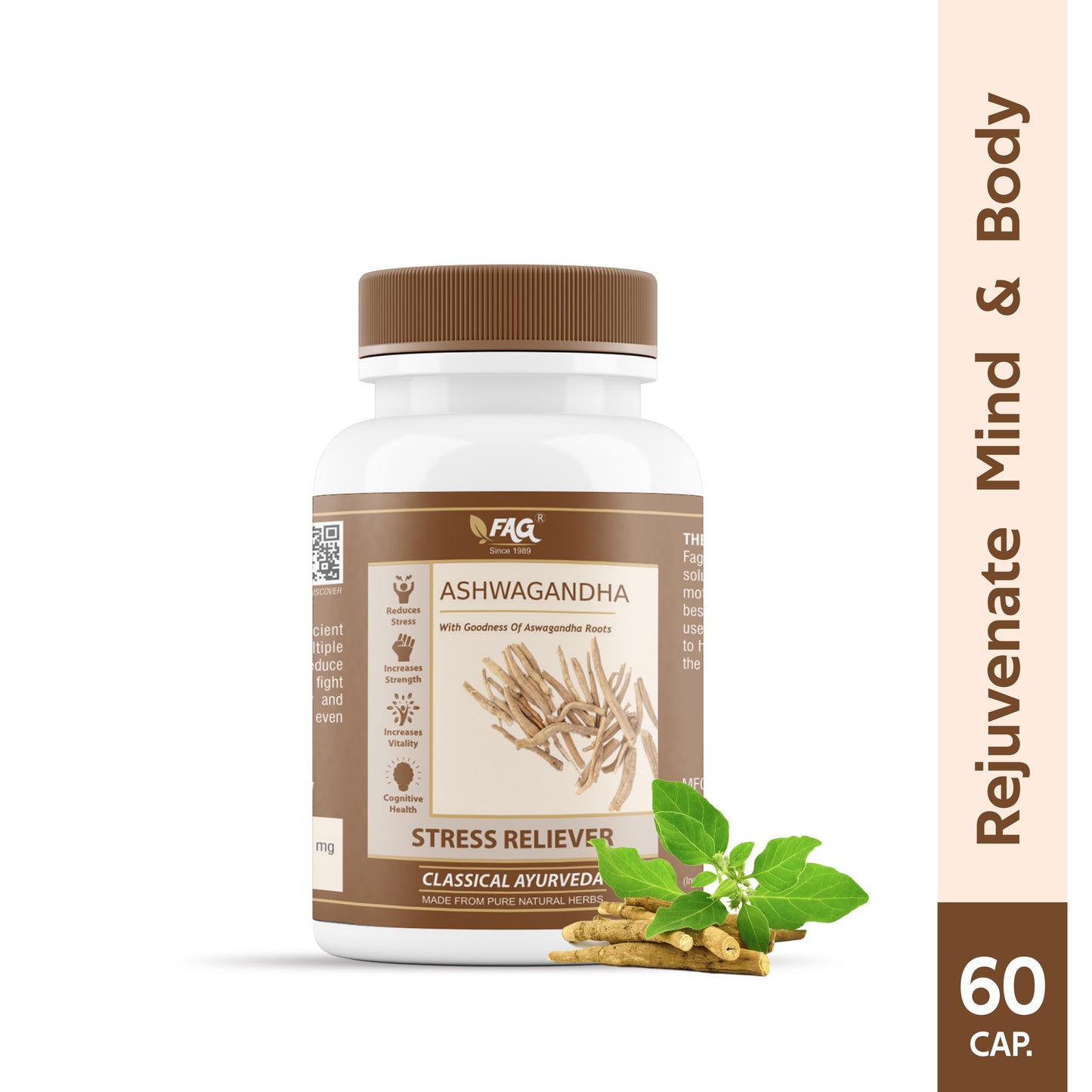 FAG Ashwagandha Support Strength & Energy | Stress Relief & Sleep Pattern (60 Cap)