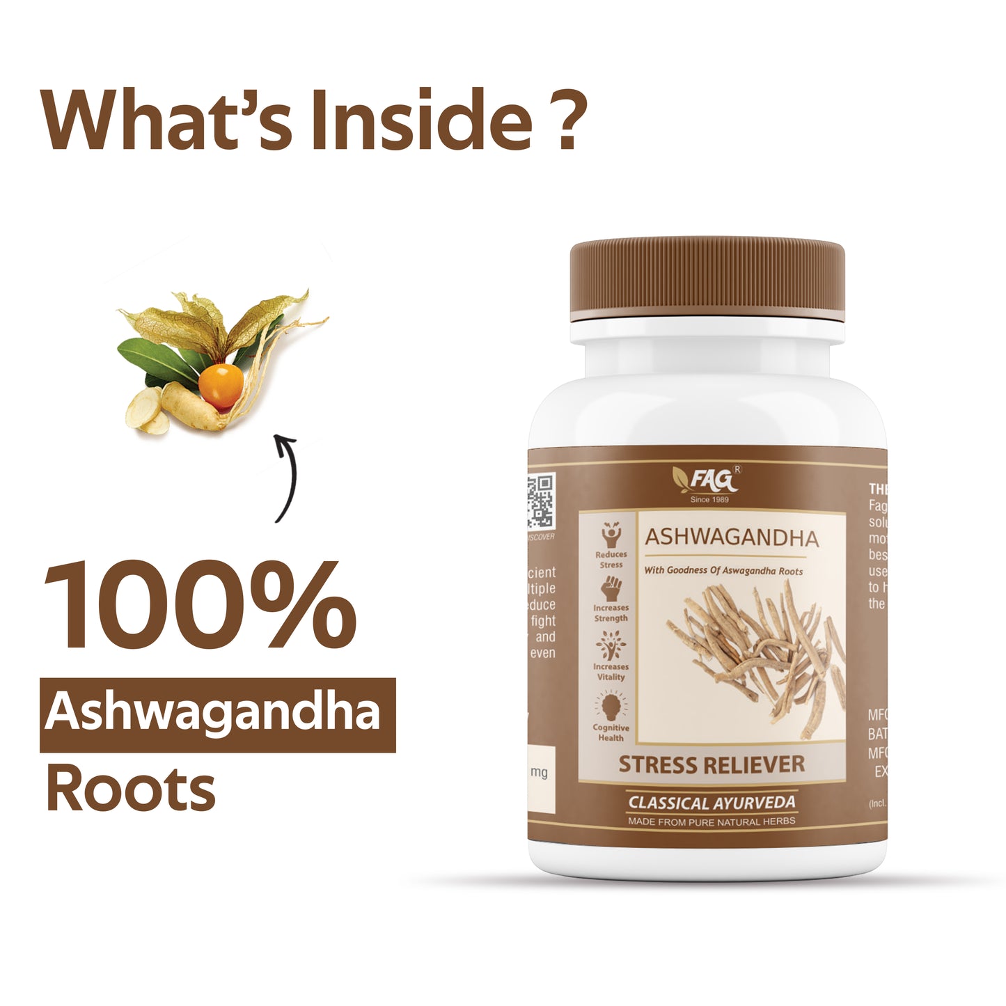 FAG Ashwagandha Support Strength & Energy | Stress Relief & Sleep Pattern (60 Cap)