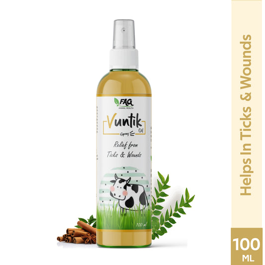 Vuntik Ayurvedic Oil Spray For Flea and Tick, Anti-fungal, Anti-Bacterial, Itch Relief Natural Dog, Cat, Cow Shampoo  (100 ml)