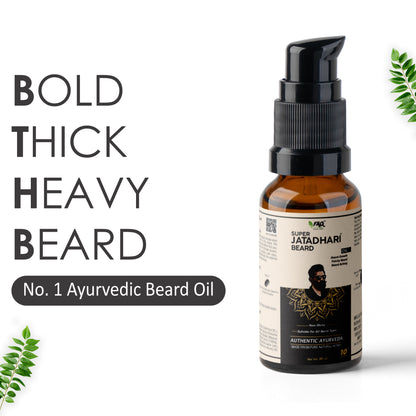 Jatadhari Ayurvedic Beard Oil For Beard Growth, Patchy & Shiny Beard Hair Oil  (30 ml)