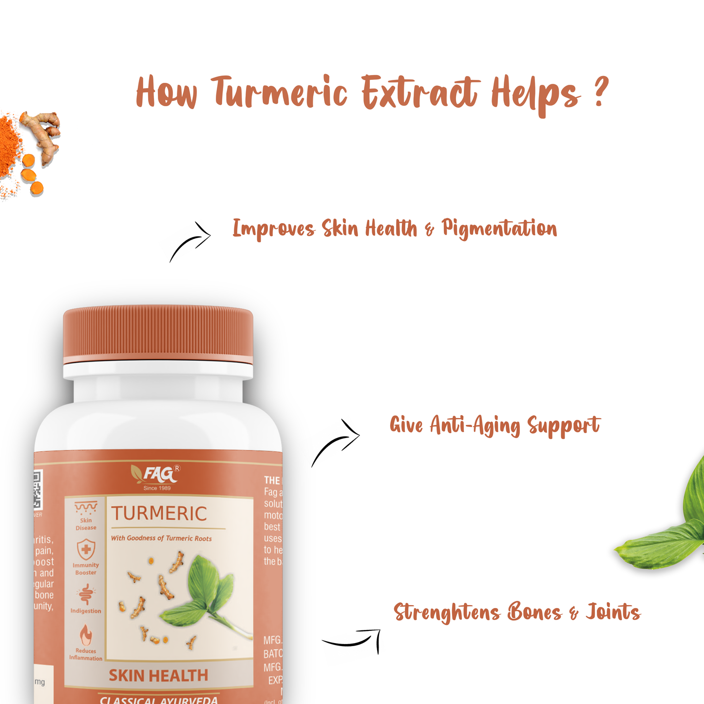 FAG Turmeric for Immunity | Anti-allergic & Anti Inflammatory | Cold Relief (60 Cap)