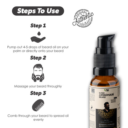 Jatadhari Ayurvedic Beard Oil For Beard Growth, Patchy & Shiny Beard Hair Oil  (30 ml)