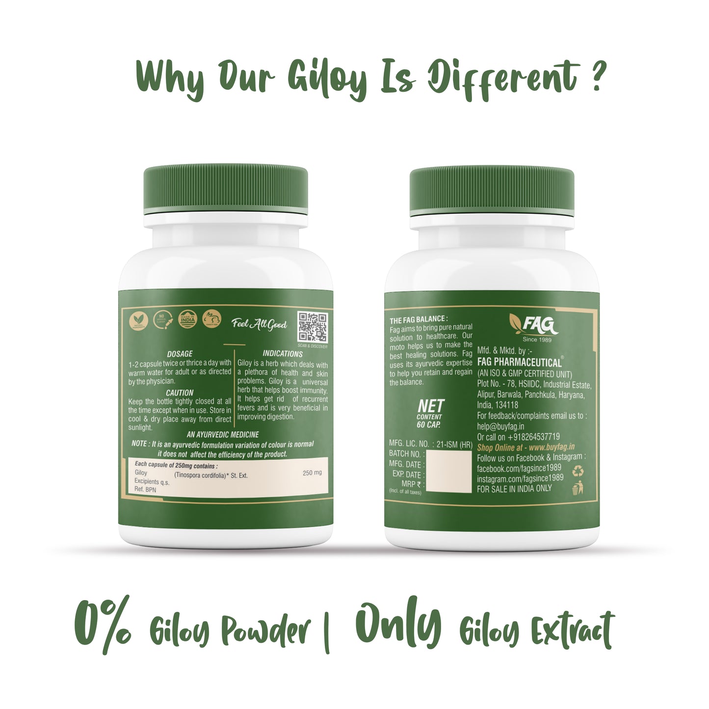 Giloy For Boosting Immunity | Anti - Oxidant | Fever & Indigestion ( 60 Cap )